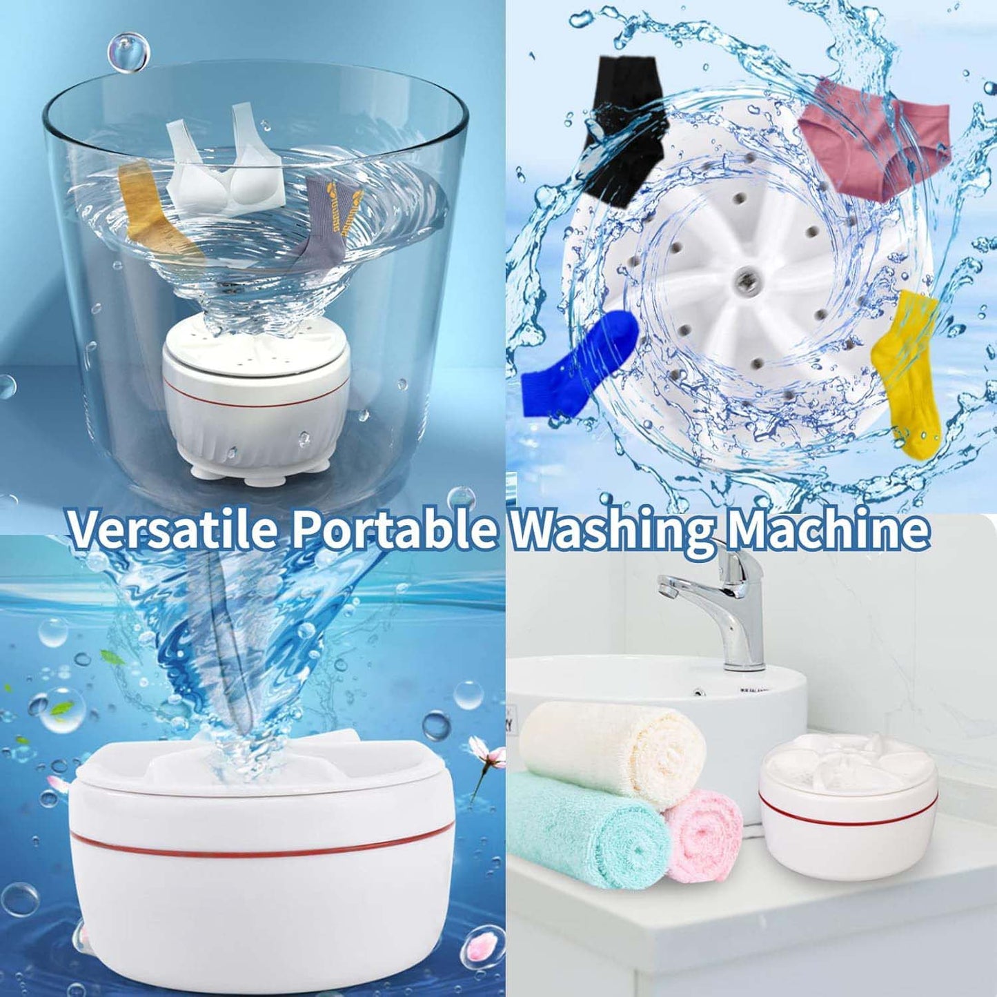 Mini Turbo Washing Machine – Portable USB-Powered Washer for Home, Camping, College & Small Spaces