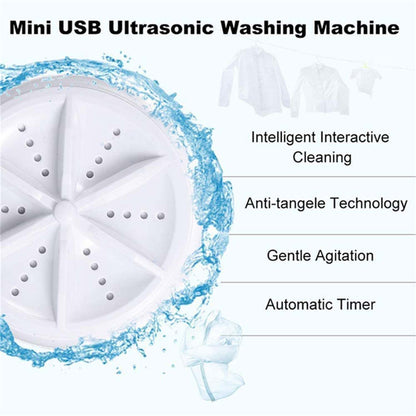 A mini portable washing machine in a compact setting, perfect for dorms or camping trips.