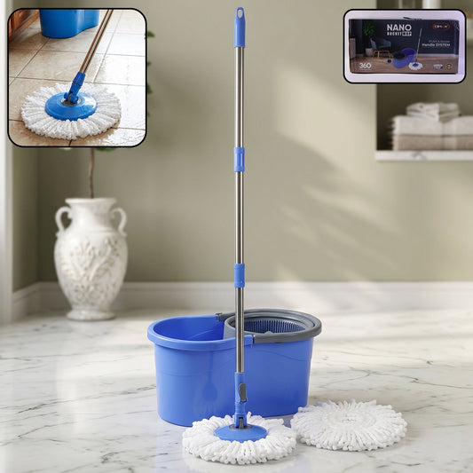 360° rotating turbo spin mop set with bucket and long handle for easy cleaning