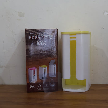 Wall-mounted plastic bag organizer blending seamlessly into a home utility area.