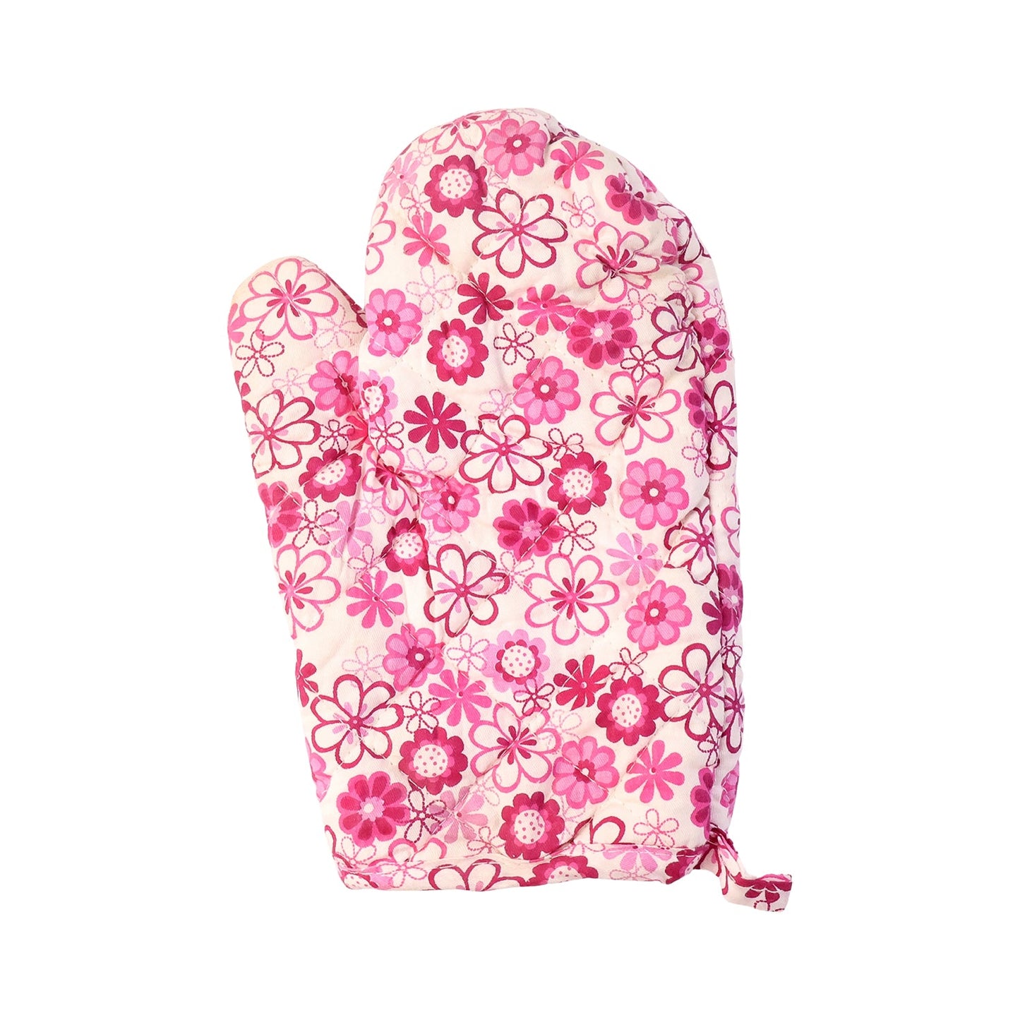 The elegant oven mitt and pot holder set displayed in a modern kitchen setting.