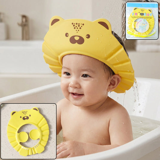 Cartoon baby shower bath cap with waterproof ear protection