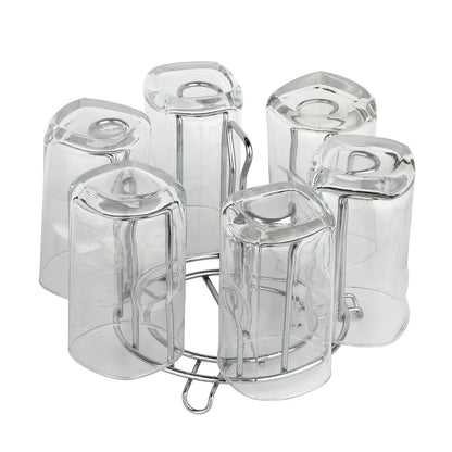 Compact Stainless Steel Glass Stand holding various drinkware items.