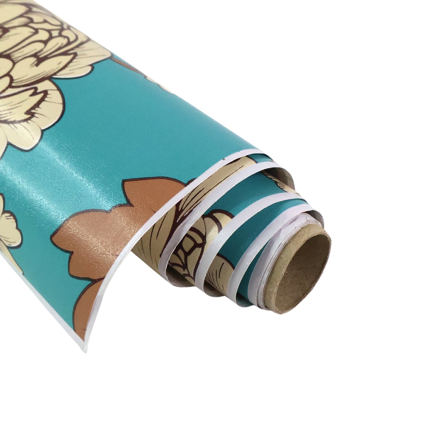 Modern home decor with blue floral wallpaper roll applied