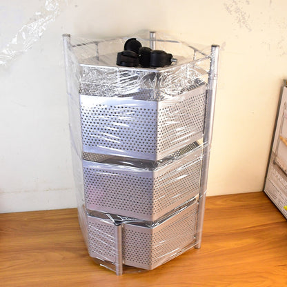 Premium 3-Layer Hexagon Kitchen Storage Trolley with Wheels (1 Pc)