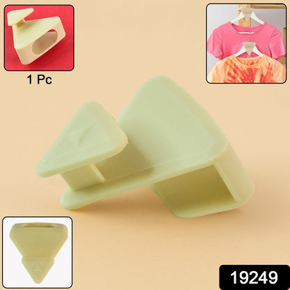 Set of plastic hanger connector hooks organizing multiple hangers in a closet