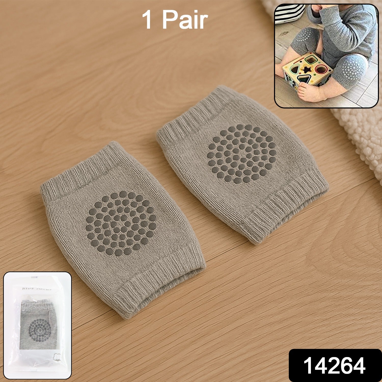 Soft Light Grey Toddler Woolen Knee Warmers