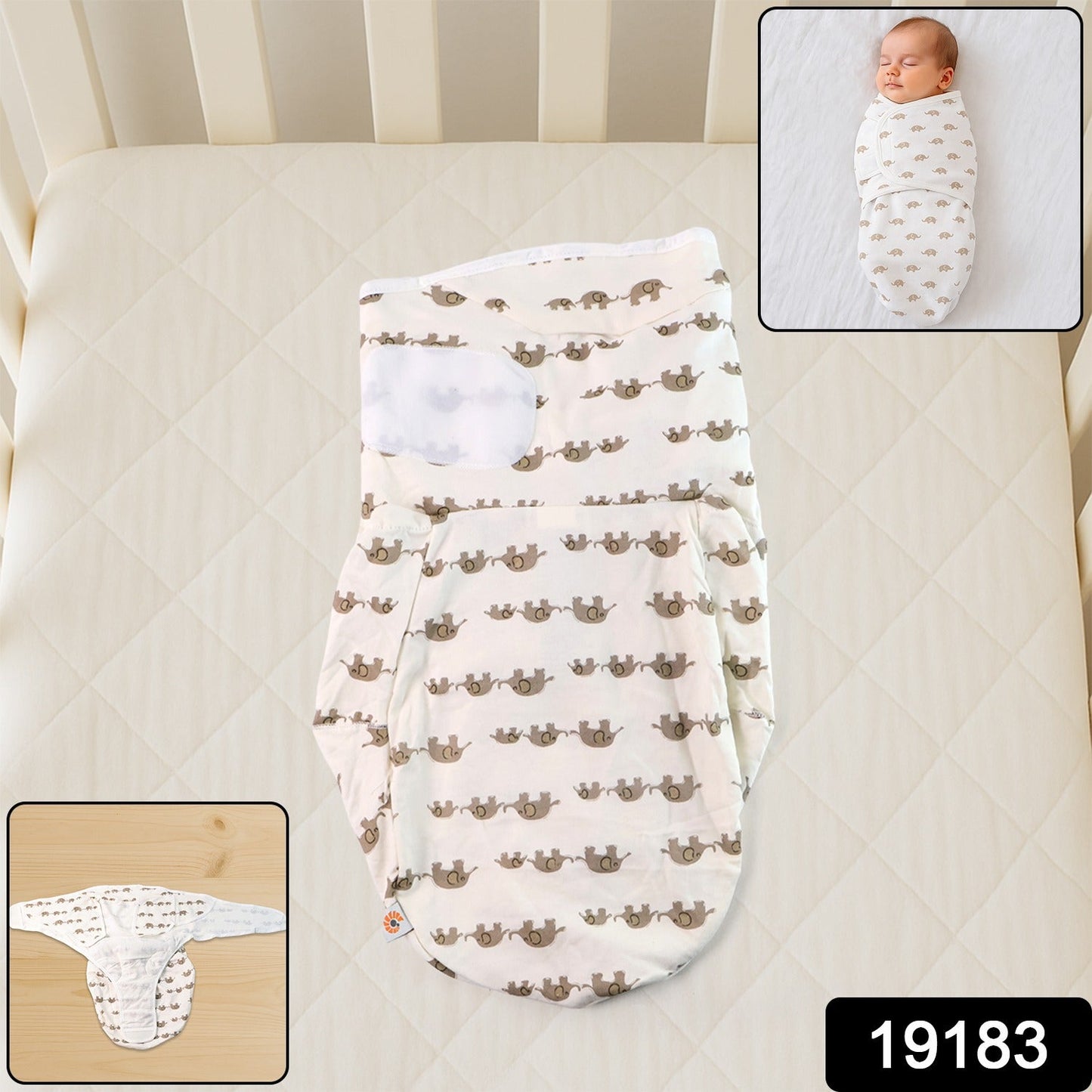 Newborn baby wrapped in breathable cotton swaddle blanket