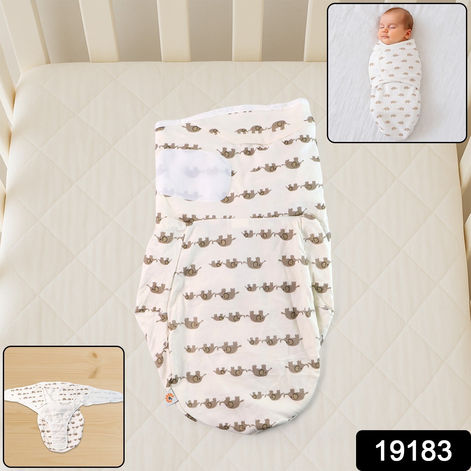 Newborn baby wrapped in breathable cotton swaddle blanket