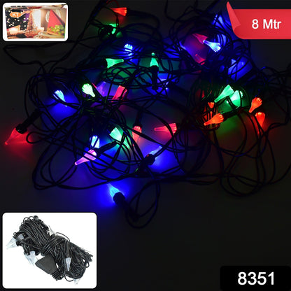 Decorative multi-color LED string light hanging and illuminating space