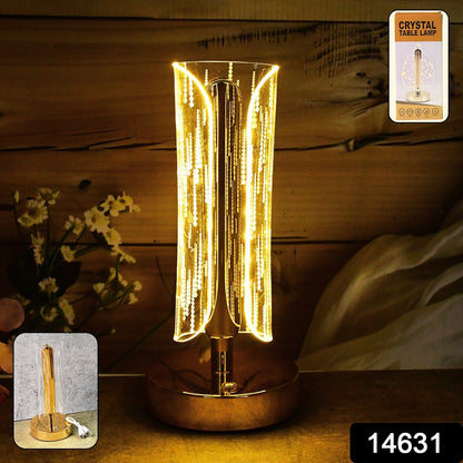 Modern crystal table lamp with translucent acrylic shade and USB charging feature