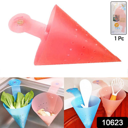 Triangular hanging filter basket designed for kitchen sink corner