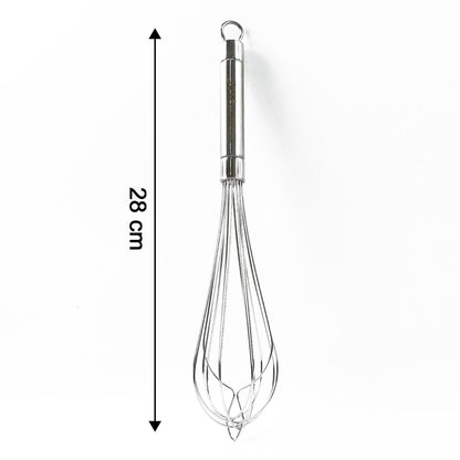 Detailed shot of polished stainless steel wires on hand whisk