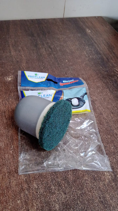 Kitchen scrubber removing burnt grease and food stains effectively