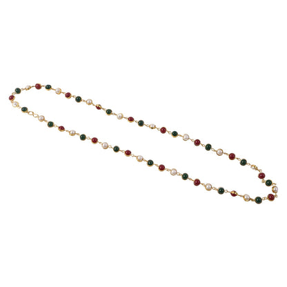 Ethnic pearl necklace with multicolor stone bead accents for festive wear