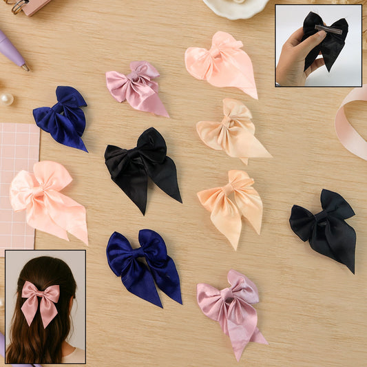 Premium Satin Bow Hair Clip Set for Girls and Women