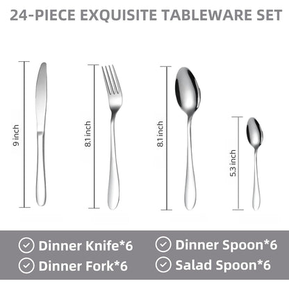 Premium Stainless Steel Polished Cutlery Set (24 Pc)