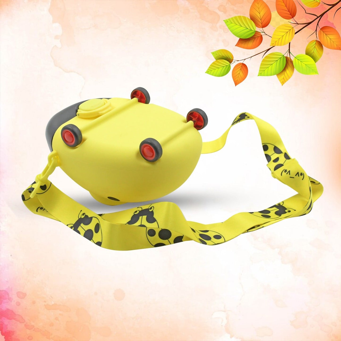 Cute Bug-Shaped Kids Water Bottle with Straw & Strap – Portable, 4-Wheel Design, Perfect for School & Return Gifts (1 Pc)