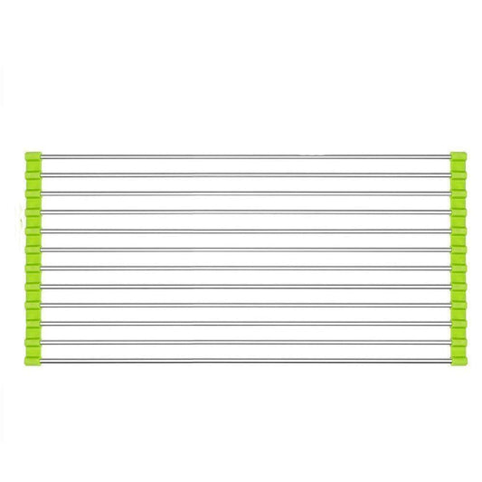 CookAura Roll-Up Dish Drying Rack for kitchen sink, showcasing its versatile design.