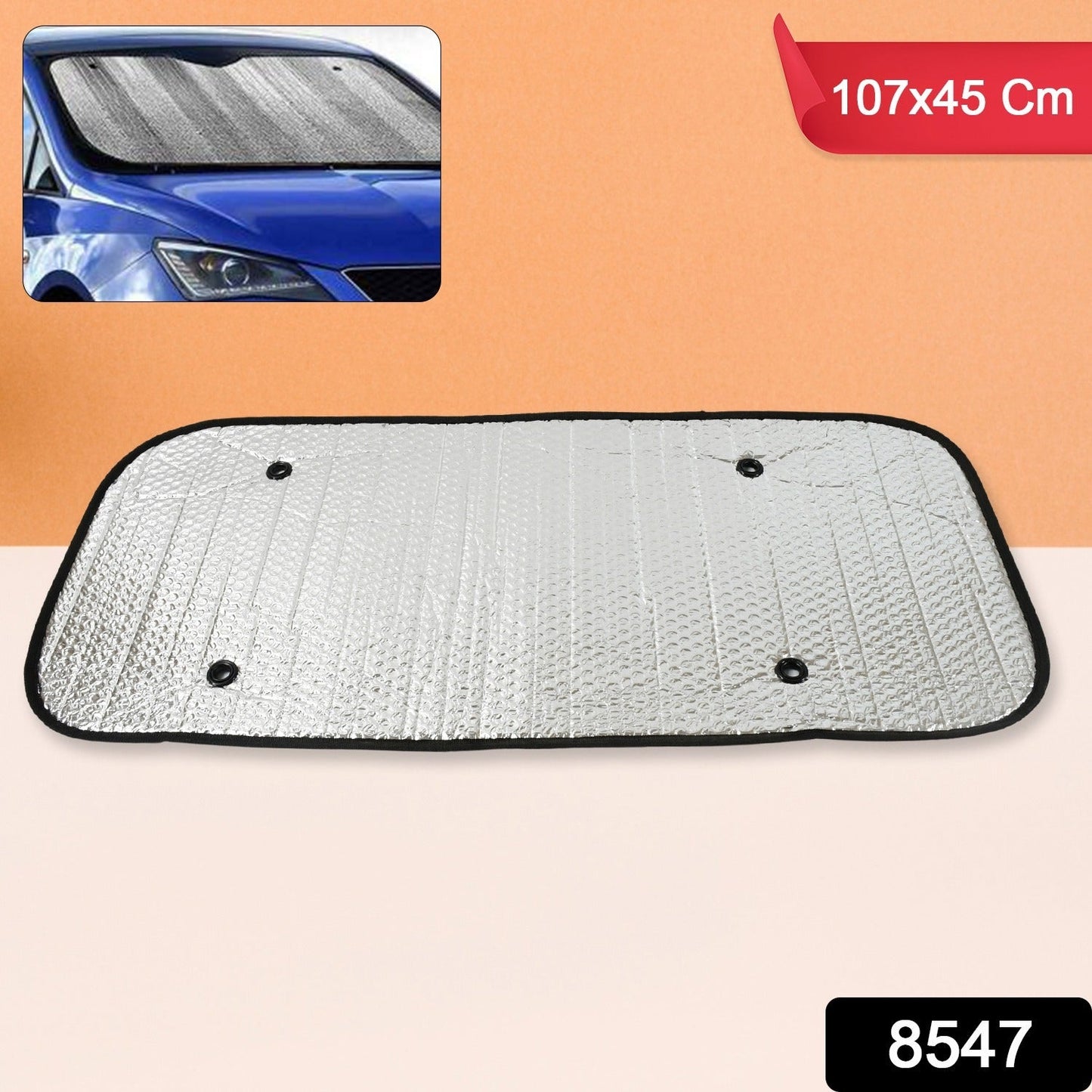 Car Windshield Sun Shade, Blocks UV Rays Sun Visor Protector, Keeps Your Vehicle Cool Sunshade for Cars, SUVs, Trucks, and Vans (107×45 Cm)