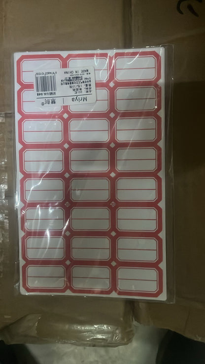 Close-up of blank label sheets designed for easy writing and sticking