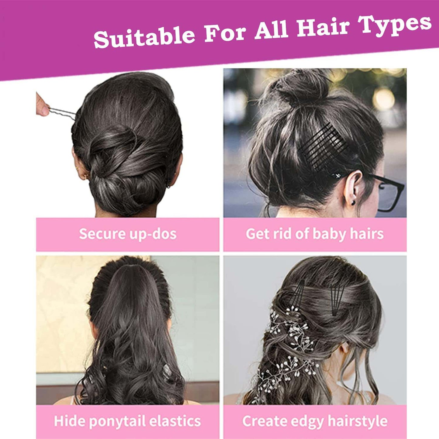 Pack of medium black hair pins ready for secure hold