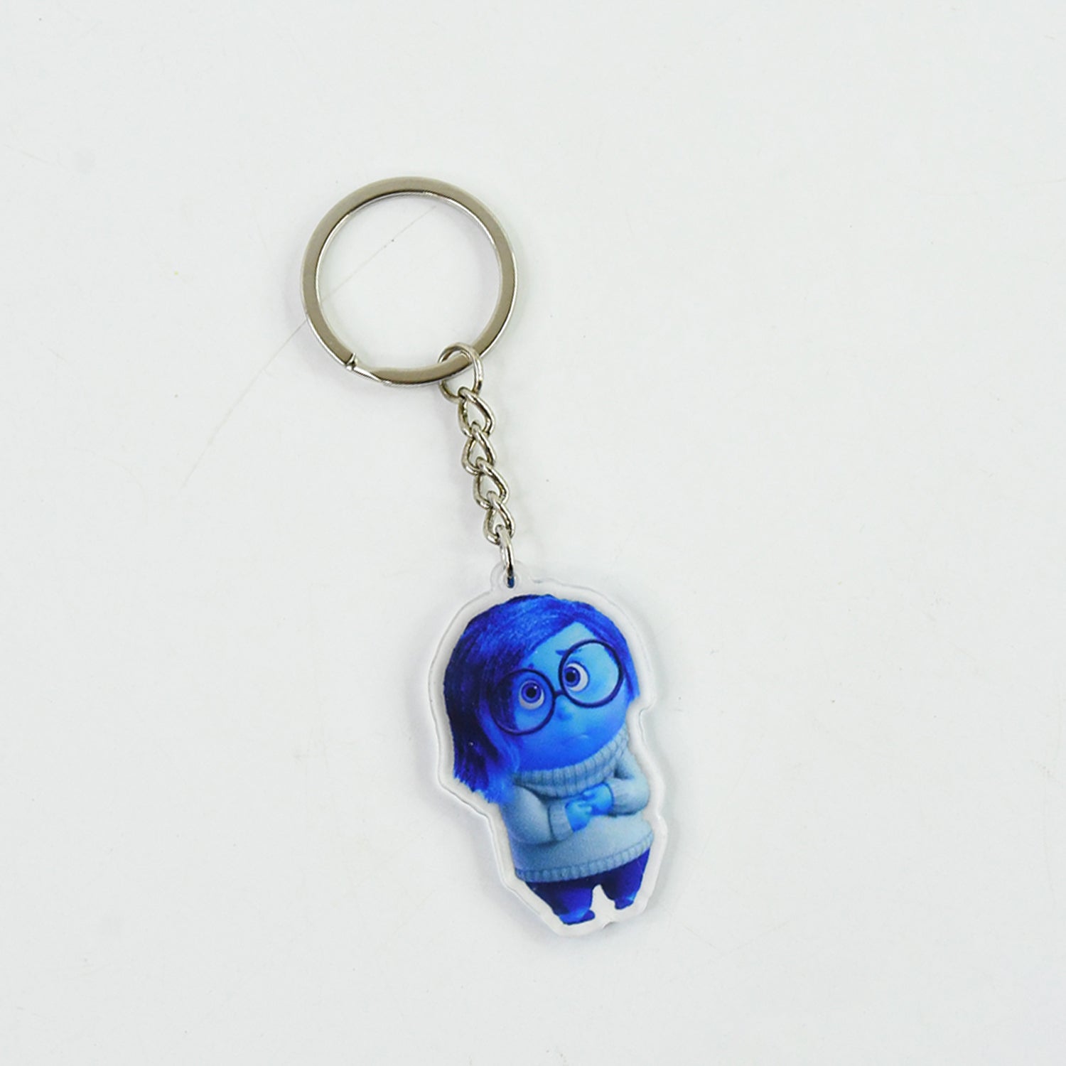 Collector’s edition cartoon acrylic keychain showcasing blue animated figure