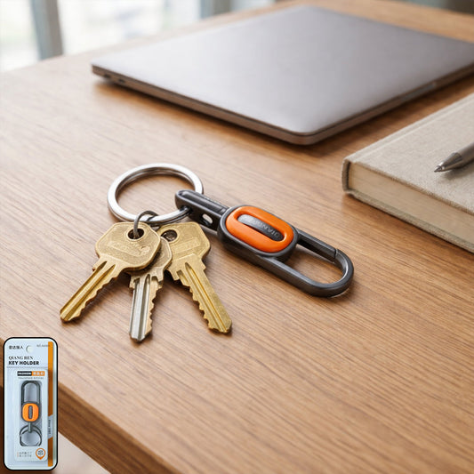 Metal carabiner key holder attached to a bag for easy carrying