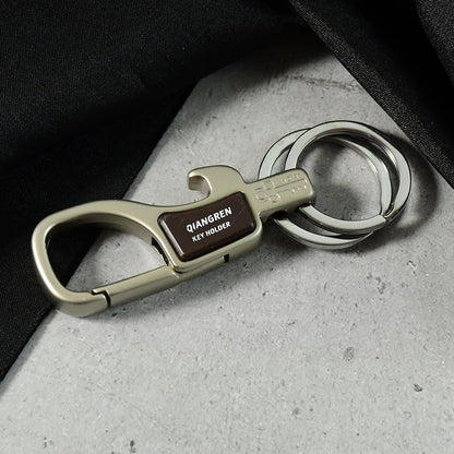 Close-up of premium metal carabiner keychain exhibiting fine craftsmanship