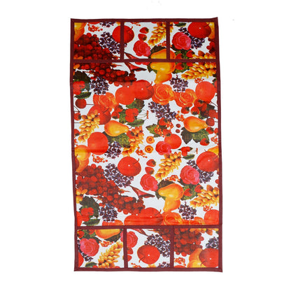 Maroon and white PVC fridge top cover with an elegant fruit design.