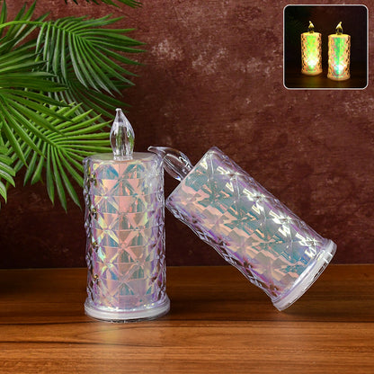 Set of 2 LED candle lights with holographic shimmer and flickering glow