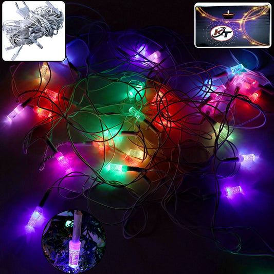 8 meter LED string lights glowing with vibrant multi-color bulbs for decoration