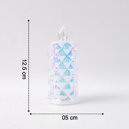 Battery operated LED candle lights with holographic effect illuminating softly