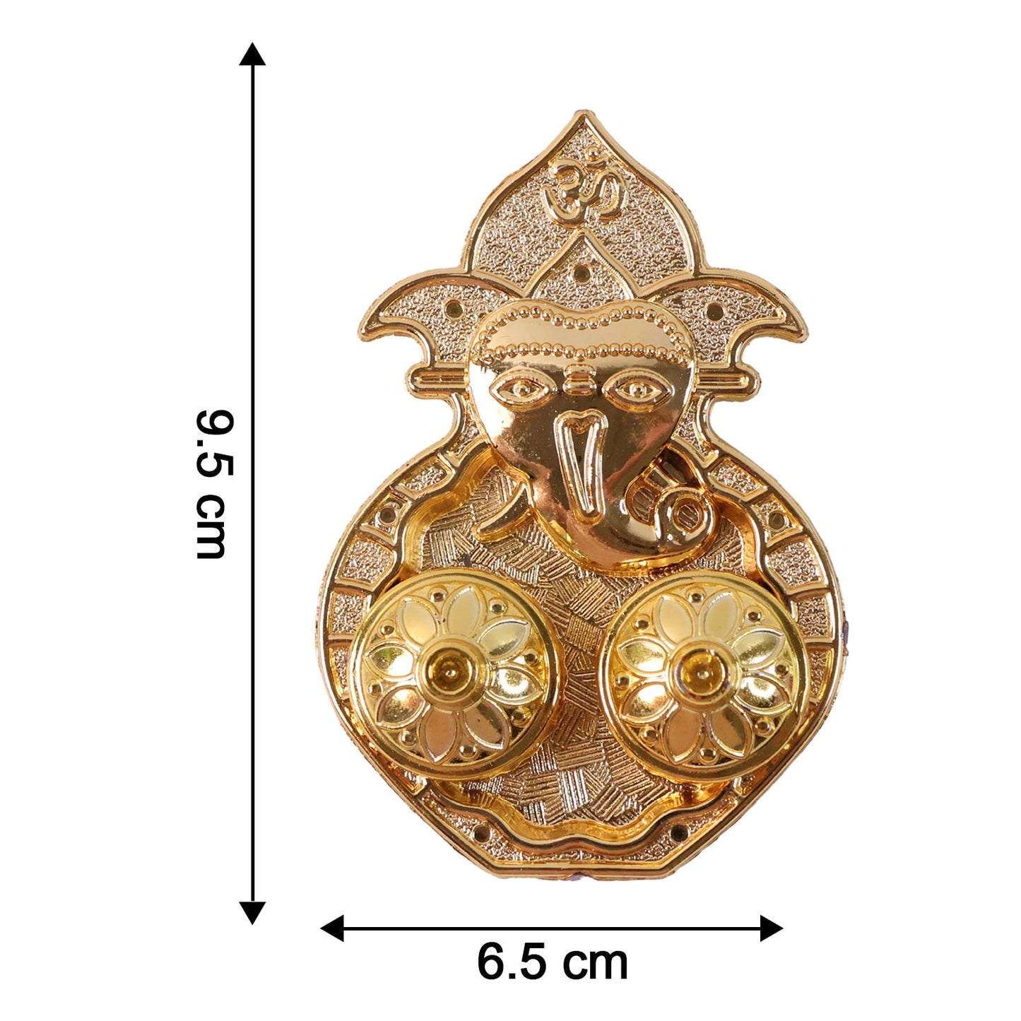 Pooja kumkum set with golden finish and intricate Ganesha design