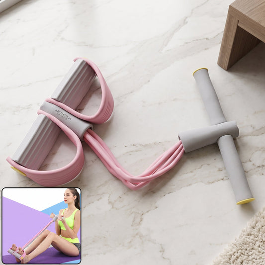 Pull Rope Resistance Exerciser with foam handles and foot pedal support for full body workout