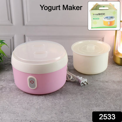 The retail packaging of the Indo Glow Electric Yogurt Maker, highlighting its key features.