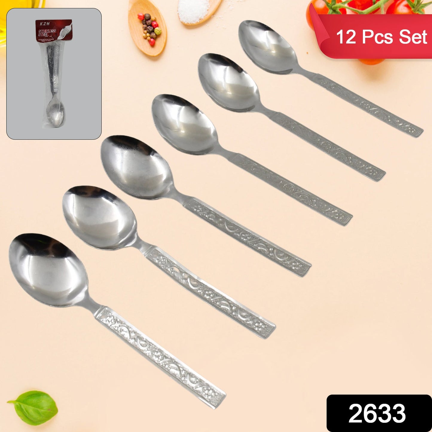 Stainless Steel Medium Dinner Table Spoon (Set of 12Pcs)