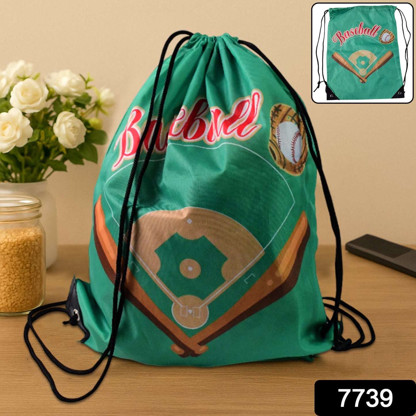 Water-Resistant Nylon Drawstring Backpack Bag (1 Pc / Mix Color & Design)