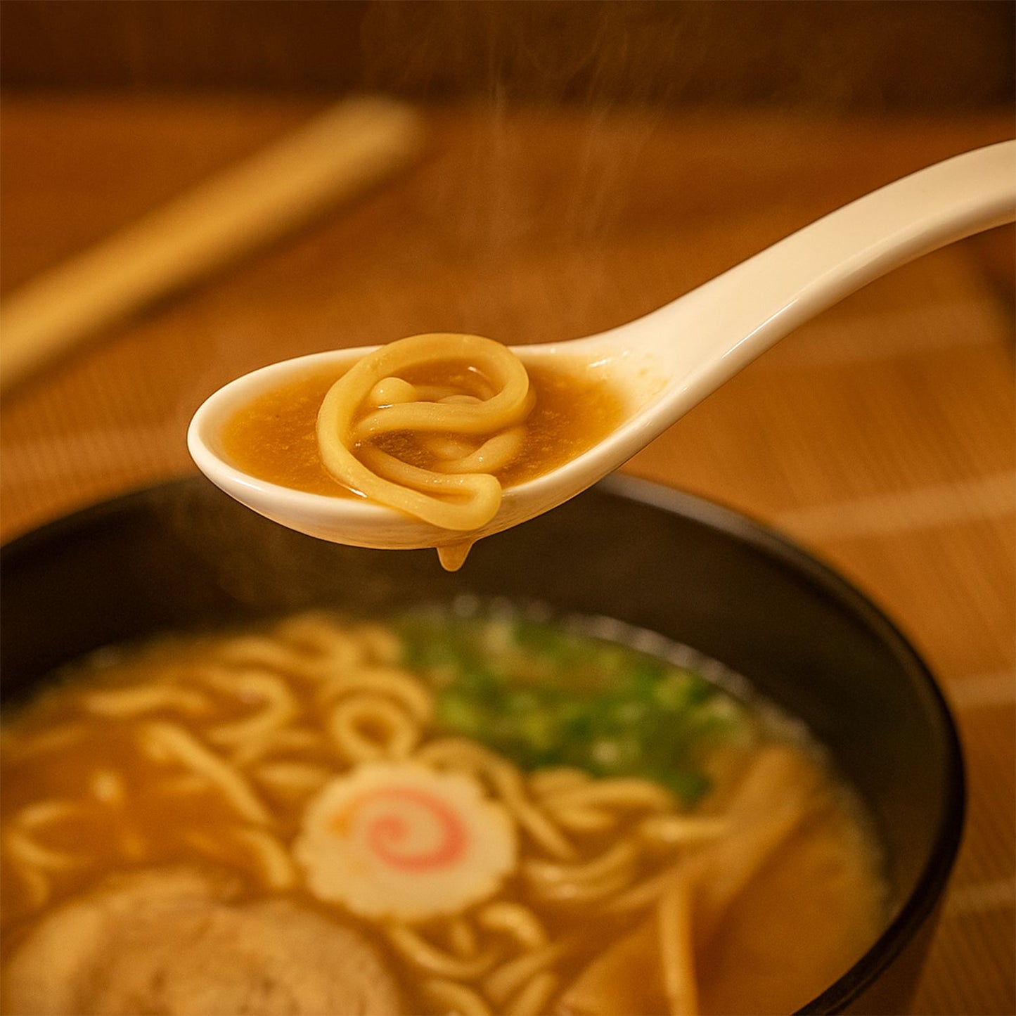 Front view of plastic soup spoon designed for soups