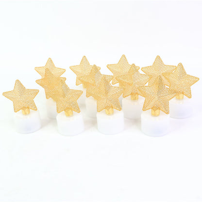 Golden star decorative LED tealight candles for festive decoration